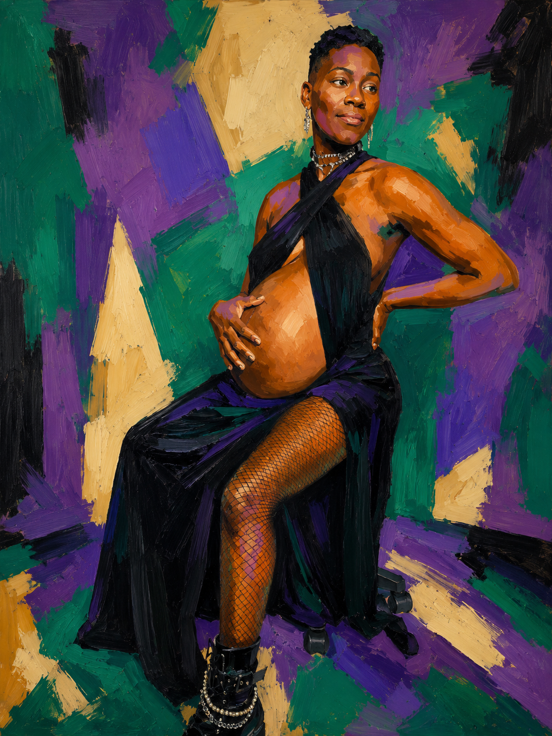 Black woman standing in front of colorful mural art